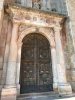 A striking church door in the historic centre of Lerma in Burgos, Spain.